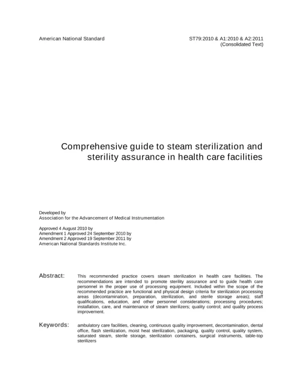 AAMI ST79:2010 and A1:2010 and A2:2011 pdf