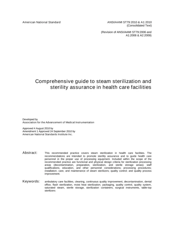 AAMI ST79:2010 and A1:2010 pdf