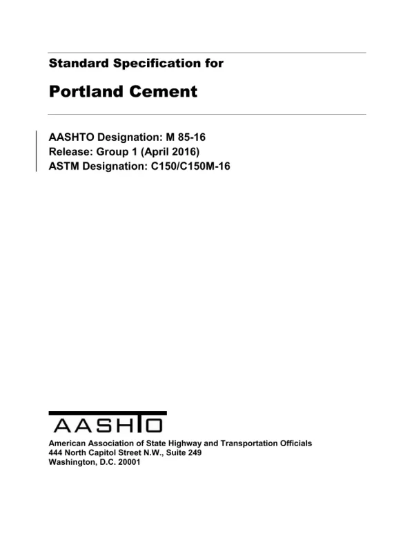 AASHTO M 85-16 pdf