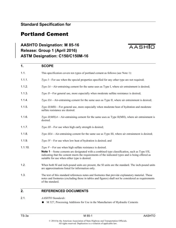 AASHTO M 85-16 pdf