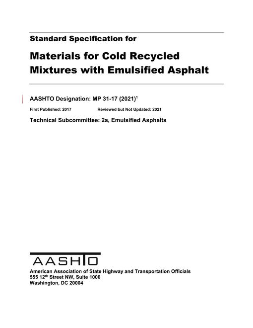 AASHTO MP 31-17 (2021) pdf