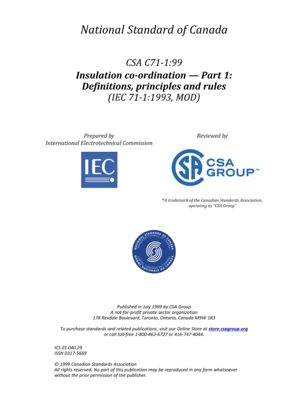 CSA C71-1-99 (R2020) pdf