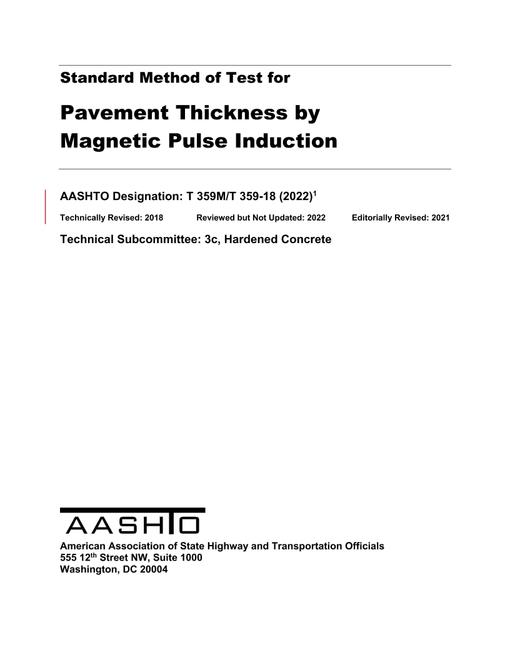 AASHTO T 359M/T 359-18 (2022) pdf