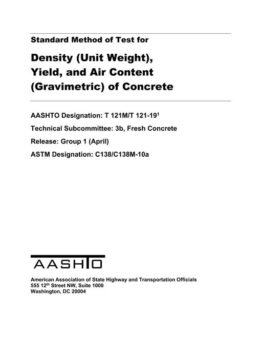 AASHTO T 121M/T 121-19 pdf