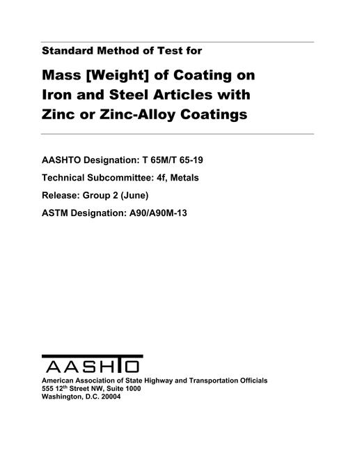 AASHTO T 65M/T 65-19 pdf