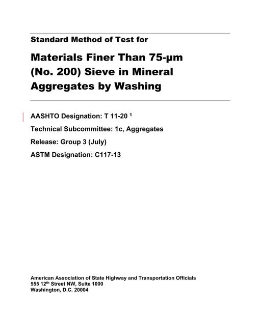 AASHTO T 11-20 pdf