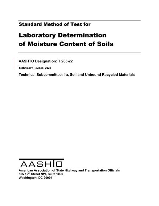 AASHTO T 265-22 pdf