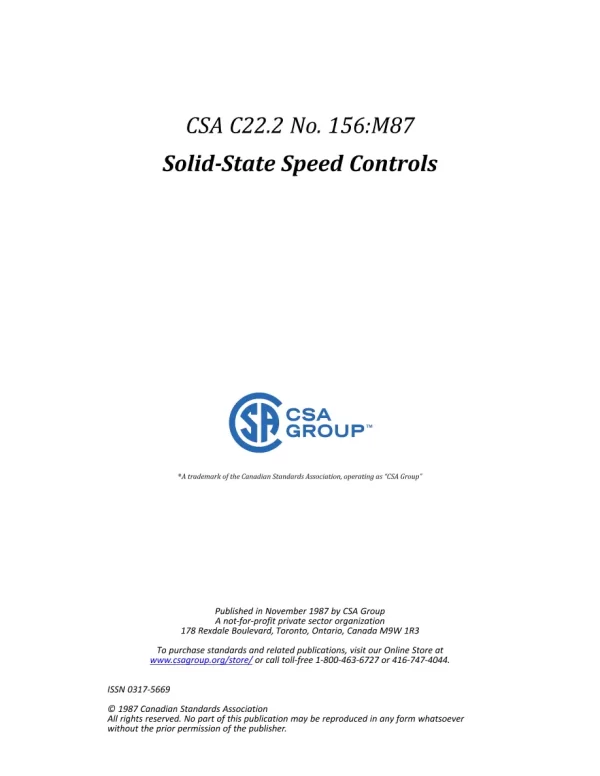 CSA C22.2 NO. 156-M1987 (R2023) pdf