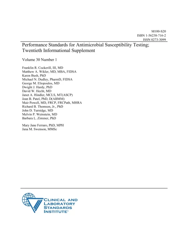 CLSI M02-A10 and M100-S20 Package pdf