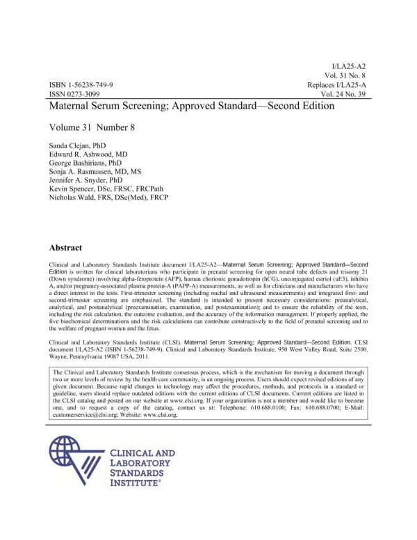 CLSI I/LA25-A2 (R2018) pdf