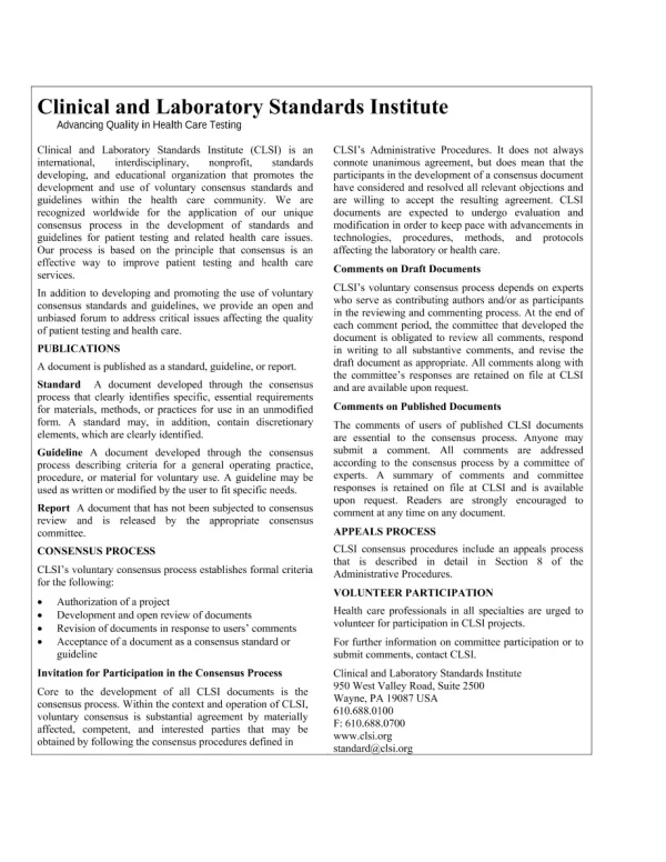 CLSI M02-A11, M07-A9, M100-S22 Package pdf