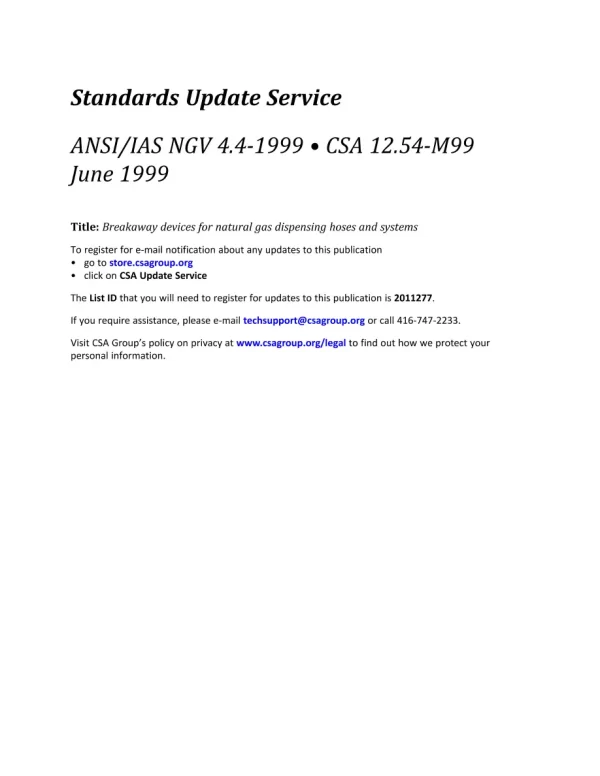 CSA 12.54:M99 (R2018)/ANSI/IAS NGV 4.4:99 (R2019) pdf