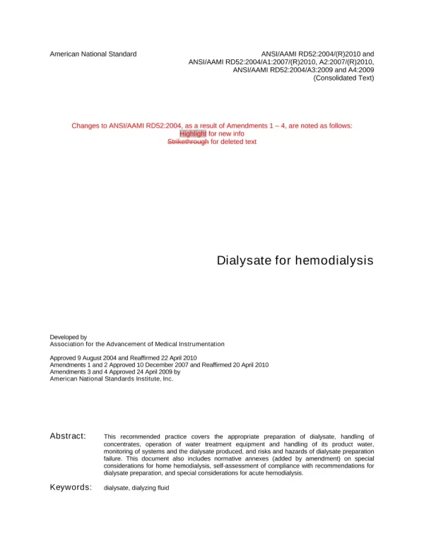 AAMI RD52:2004/(R)2010 and RD52:2004/A1:2007/(R)2010, A2:2007/(R) pdf