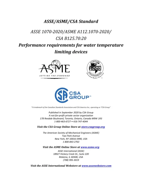 ASME A112.1070-2020/ASSE 1070-2020/CSA B125.70:20 pdf