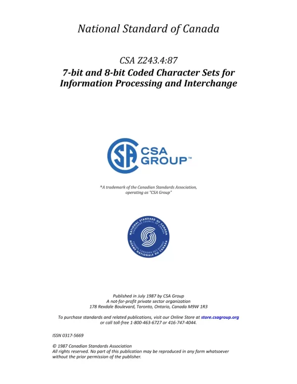 CSA Z243.4-87 (R2019) pdf