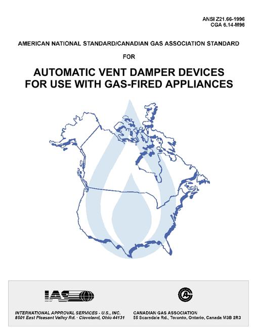 CSA ANSI Z21.66-1996(R2001)/CGA 6.14-M96 pdf