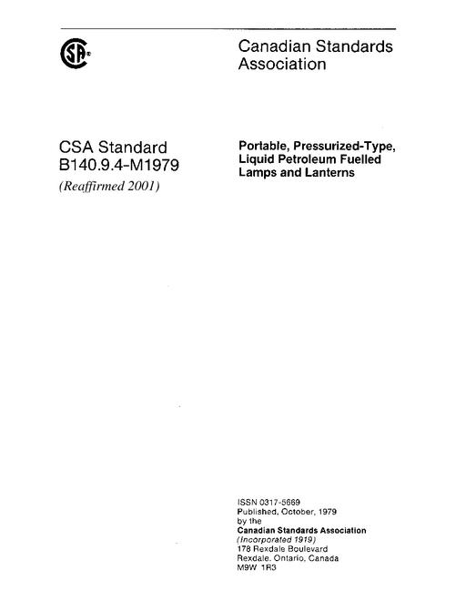 CSA B140.9.4-M1979 (R2006) pdf