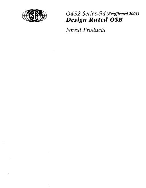 CSA O452 SERIES-94 (R2001) pdf