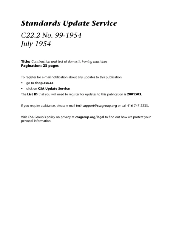 CSA C22.2 NO. 99-1954 (R2013) pdf