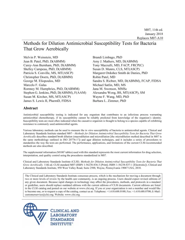 CLSI M07-Ed11 and M100-Ed29 Package pdf