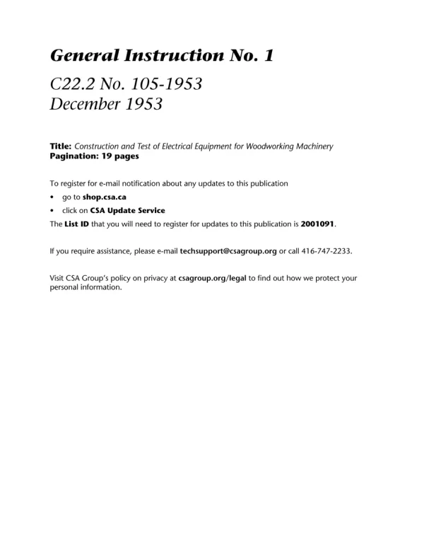 CSA C22.2 NO. 105-1953 (R2023) pdf