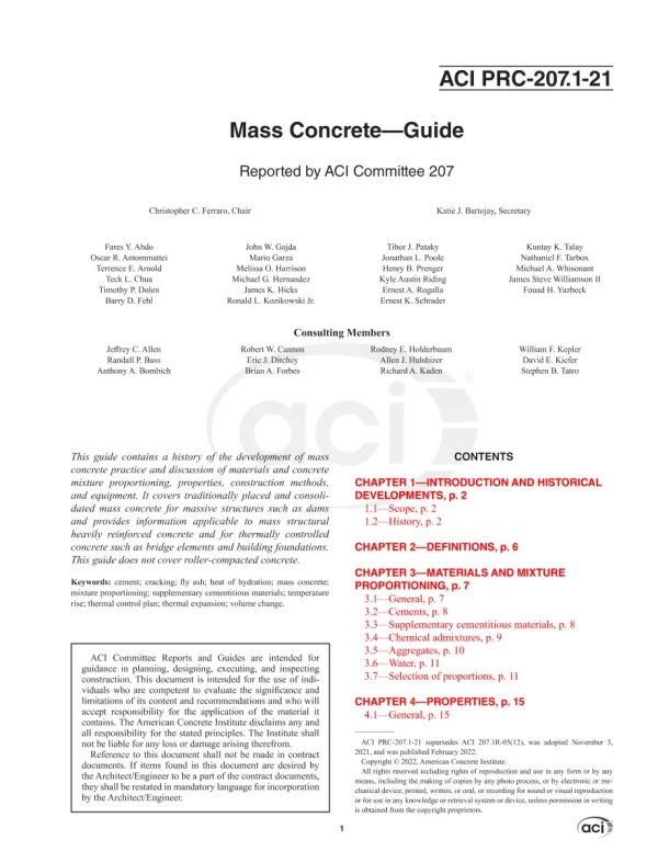 ACI 207.1-21 pdf