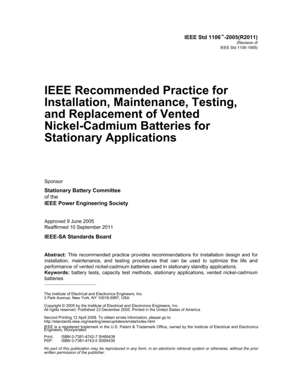 IEEE 1106-2005 pdf