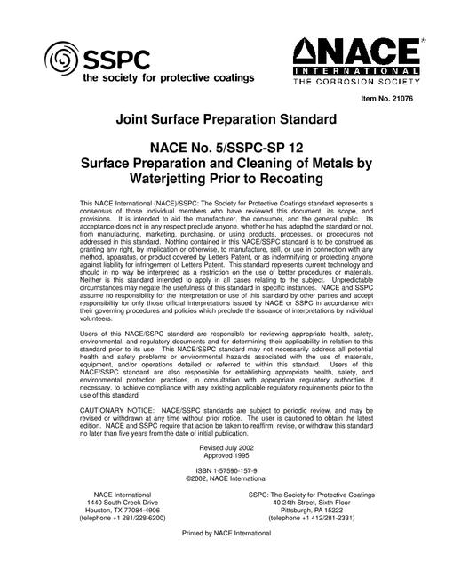 NACE No. 5 - SSPC SP12 pdf