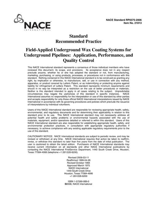 NACE RP0375-2006 pdf