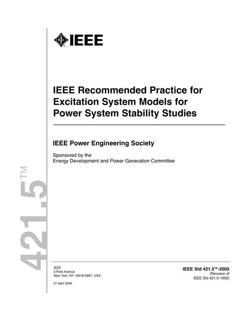 IEEE 421.5-2005 pdf