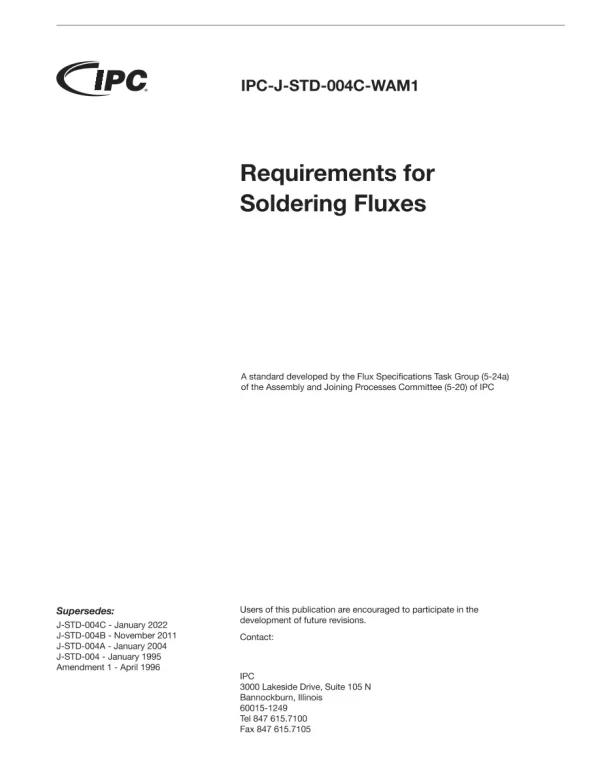 IPC J-STD-004C WAM1:2022 pdf