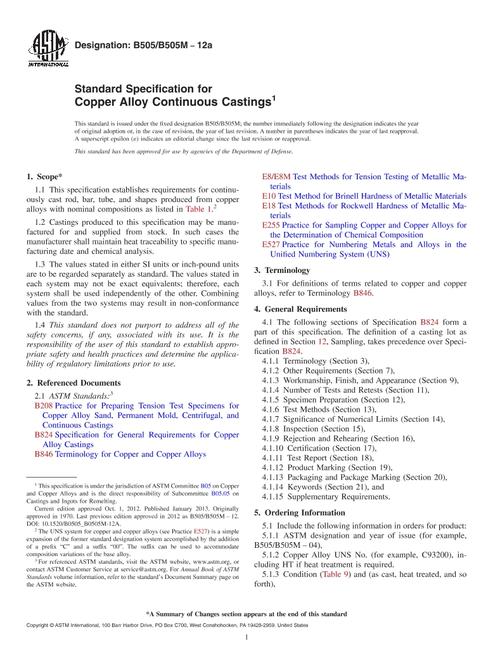 ASTM B505/B505M-12a pdf