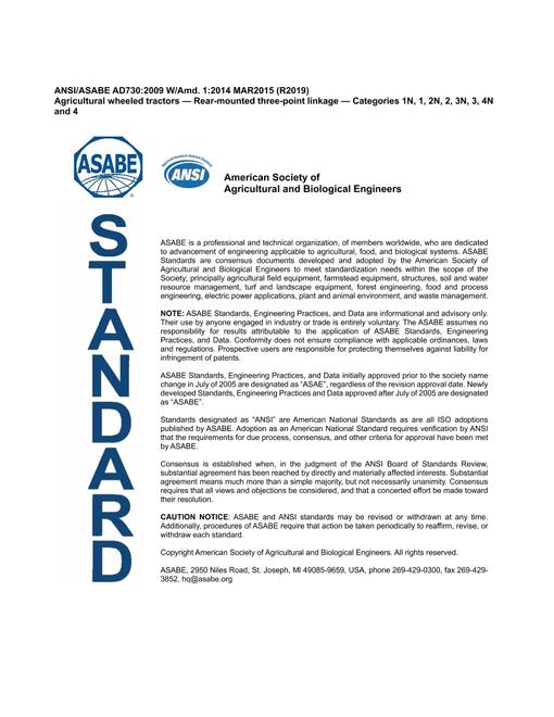 ASAE/ASABE AD730:2009 W/Amd. 1:2014 MAR2015 (R2019) pdf