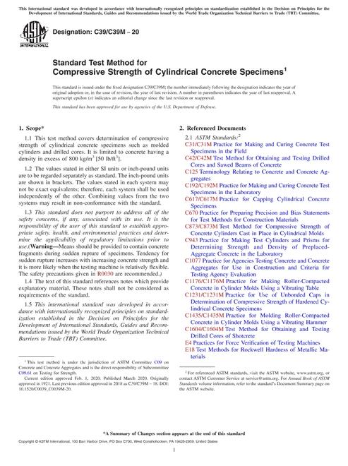 ASTM C39/C39M-20 pdf