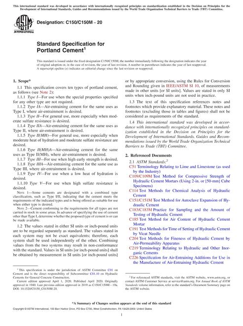 ASTM C150/C150M-20 pdf