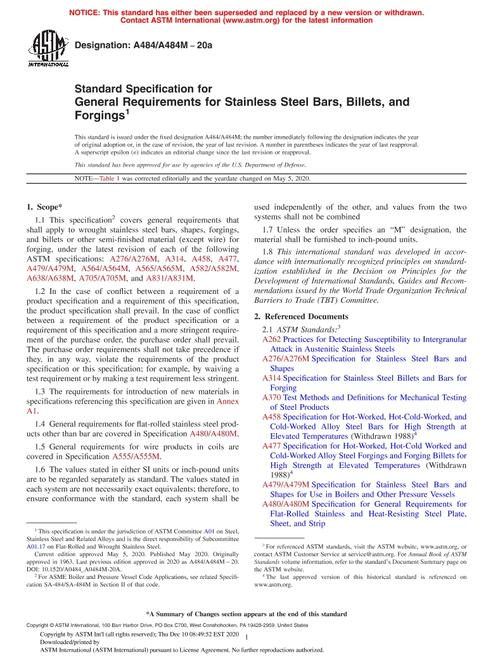 ASTM A484/A484M-20a pdf