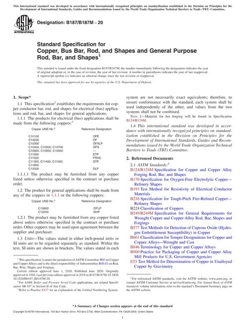 ASTM B187/B187M-20 pdf