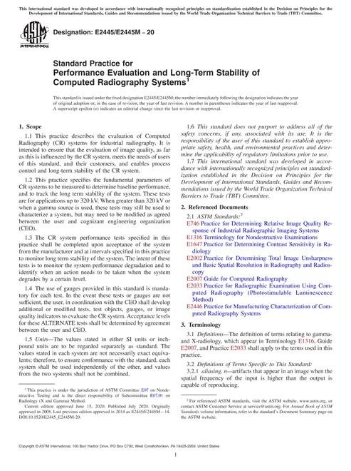 ASTM E2445/E2445M-20 pdf