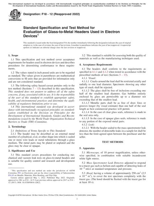 ASTM F18-12(2022) pdf