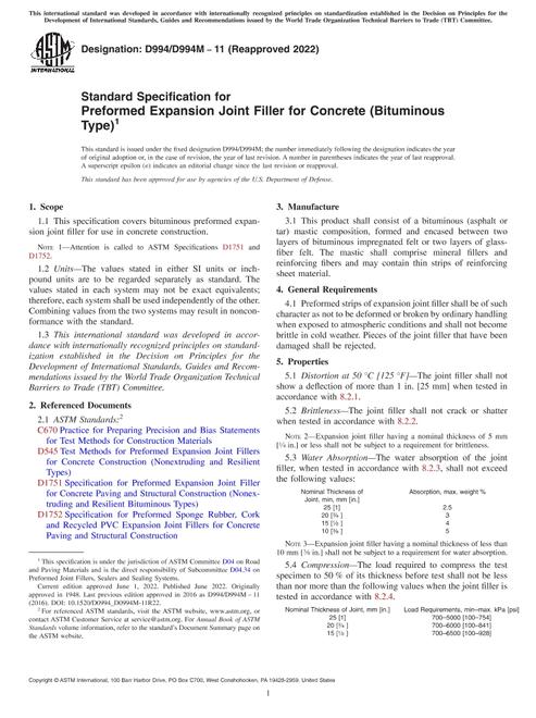 ASTM D994/D994M-11(2022) pdf