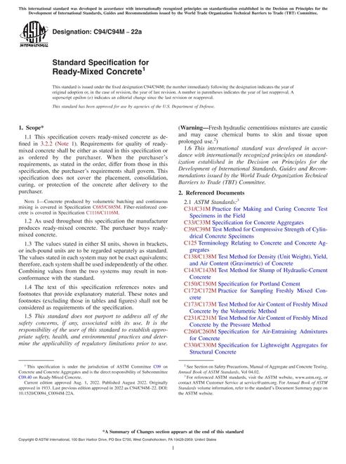 ASTM C94/C94M-22a pdf