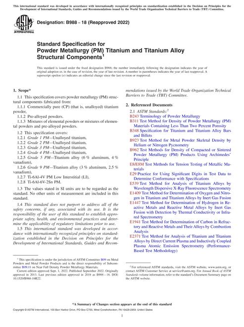 ASTM B988-18(2022) pdf