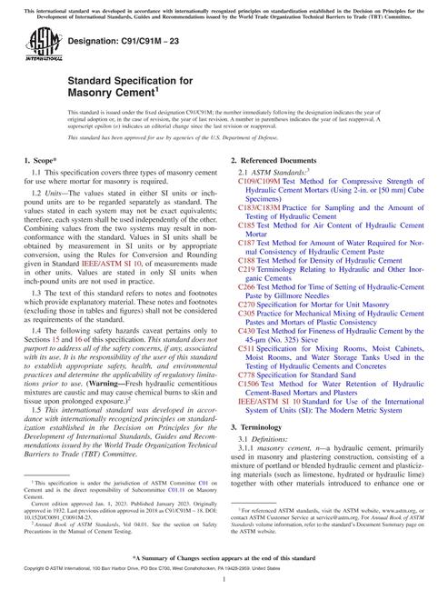 ASTM C91/C91M-23 pdf