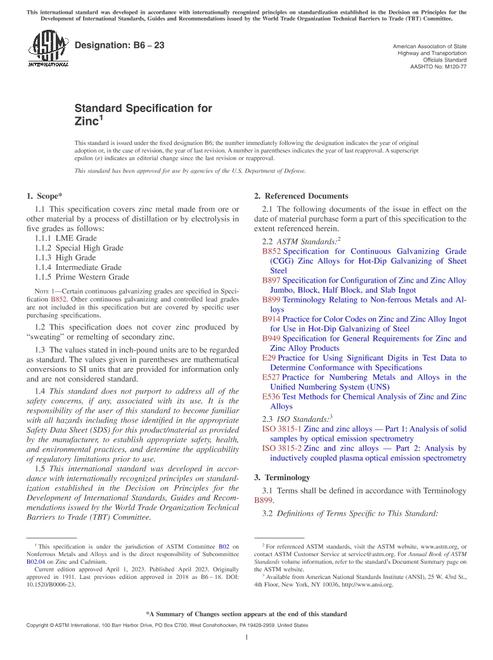 ASTM B6-23 pdf