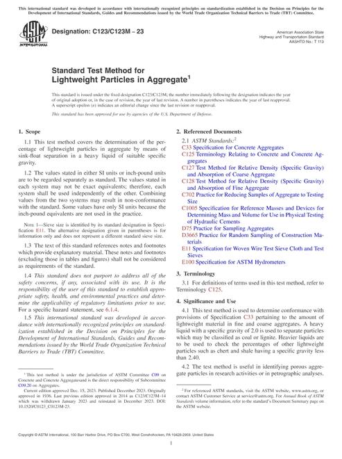 ASTM C123/C123M-23 pdf