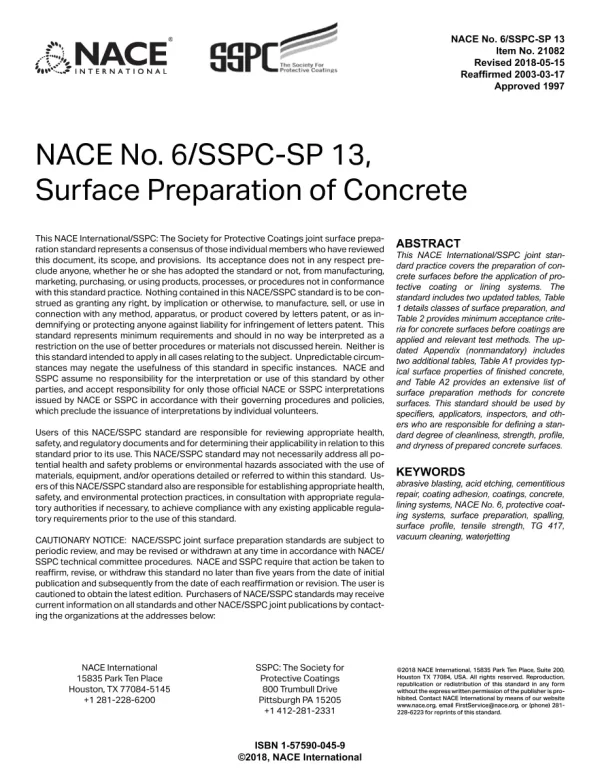 NACE No. 6/SSPC-SP 13 pdf