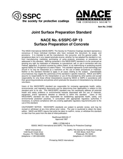 NACE No. 6/SSPC-SP 13 pdf