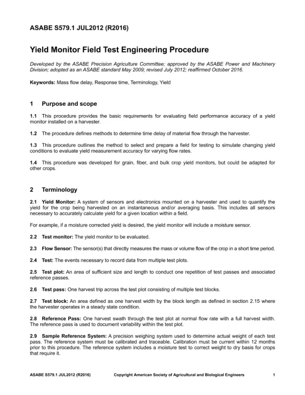 ASAE/ASABE S579.1 (R2021) pdf