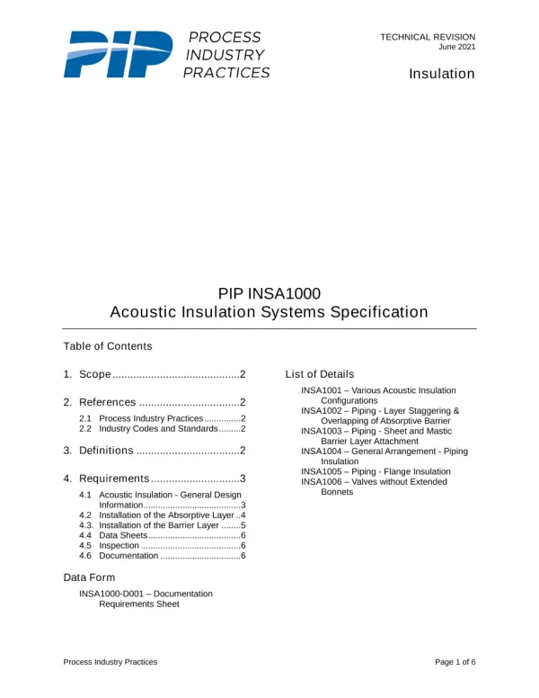 PIP INSA1000 pdf